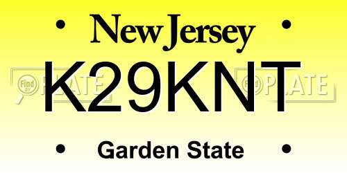 K29KNT New Jersey License Plate