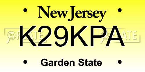 K29KPA New Jersey License Plate