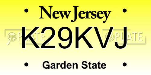 K29KVJ New Jersey License Plate