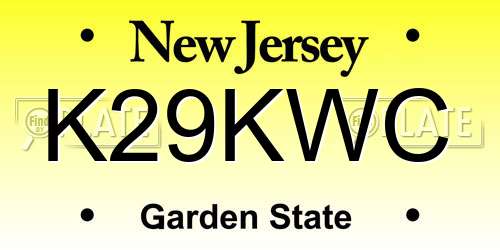 K29KWC New Jersey License Plate