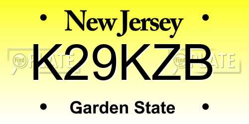 K29KZB New Jersey License Plate