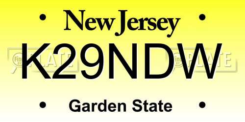 K29NDW New Jersey License Plate