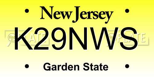 K29NWS New Jersey License Plate
