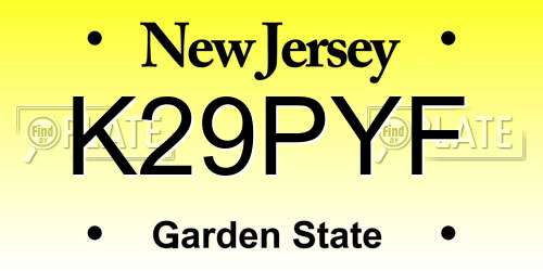 K29PYF New Jersey License Plate