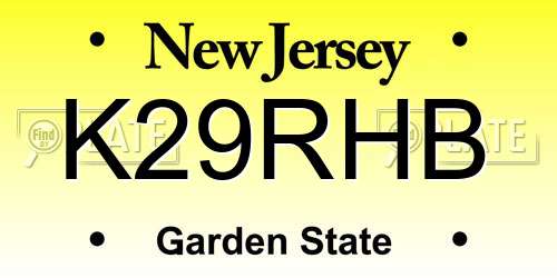 K29RHB New Jersey License Plate