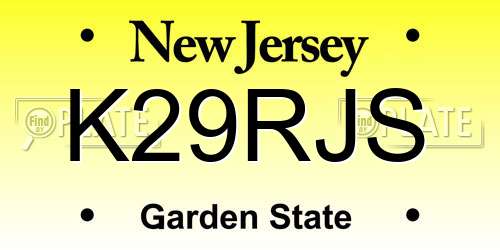 K29RJS New Jersey License Plate