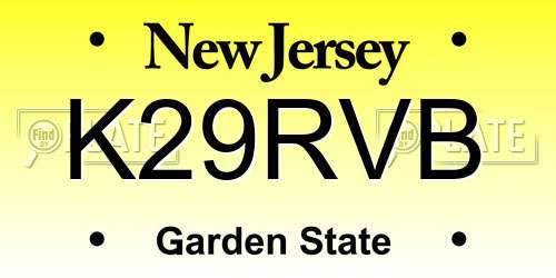 K29RVB New Jersey License Plate
