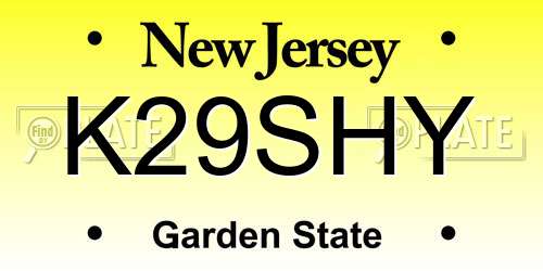 K29SHY New Jersey License Plate