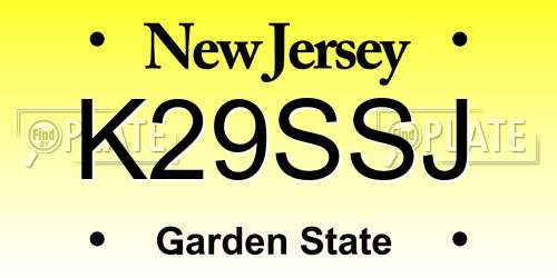 K29SSJ New Jersey License Plate