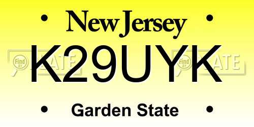 K29UYK New Jersey License Plate