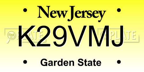 K29VMJ New Jersey License Plate