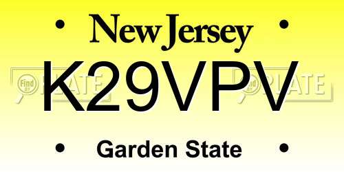 K29VPV New Jersey License Plate