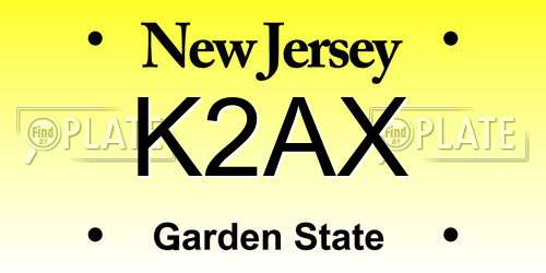 K2AX New Jersey License Plate