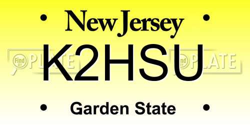 K2HSU New Jersey License Plate