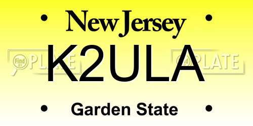 K2ULA New Jersey License Plate