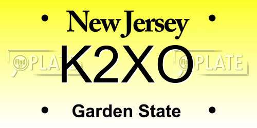 K2XO New Jersey License Plate