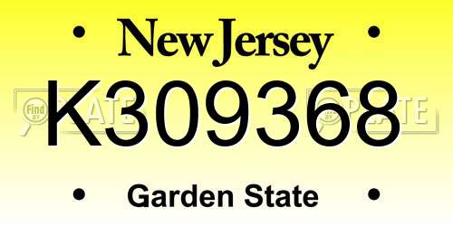 K309368 New Jersey License Plate
