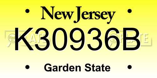 K30936B New Jersey License Plate