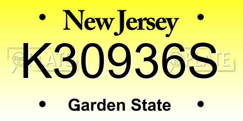 K30936S New Jersey License Plate