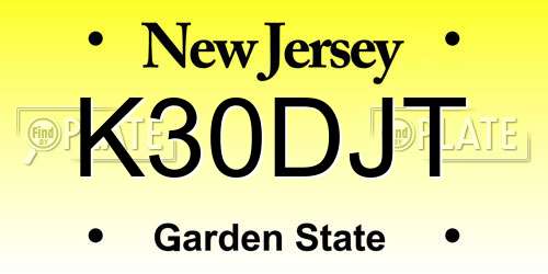 K30DJT New Jersey License Plate