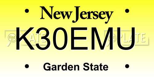 K30EMU New Jersey License Plate
