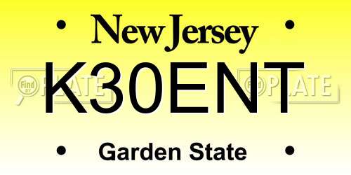 K30ENT New Jersey License Plate