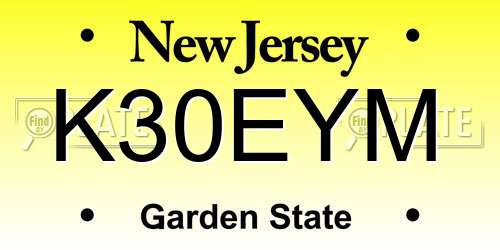 K30EYM New Jersey License Plate