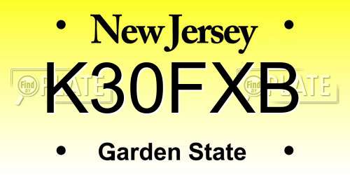 K30FXB New Jersey License Plate