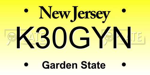 K30GYN New Jersey License Plate