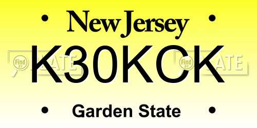 K30KCK New Jersey License Plate