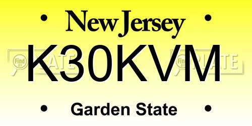 K30KVM New Jersey License Plate