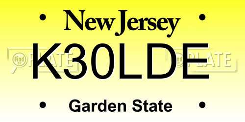 K30LDE New Jersey License Plate