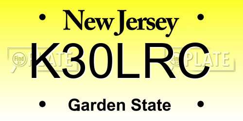 K30LRC New Jersey License Plate