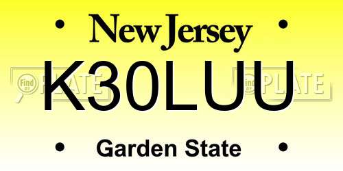K30LUU New Jersey License Plate