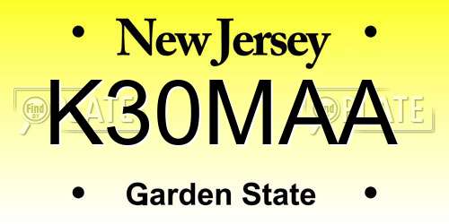 K30MAA New Jersey License Plate
