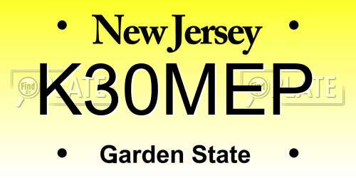 K30MEP New Jersey License Plate