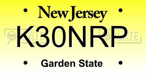 K30NRP New Jersey License Plate