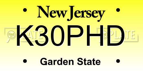 K30PHD New Jersey License Plate