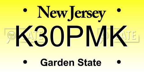 K30PMK New Jersey License Plate