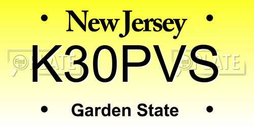 K30PVS New Jersey License Plate
