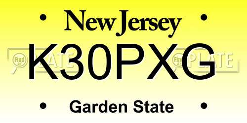K30PXG New Jersey License Plate