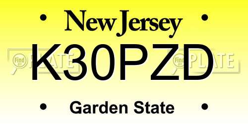 K30PZD New Jersey License Plate