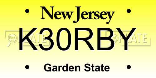 K30RBY New Jersey License Plate