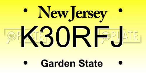 K30RFJ New Jersey License Plate
