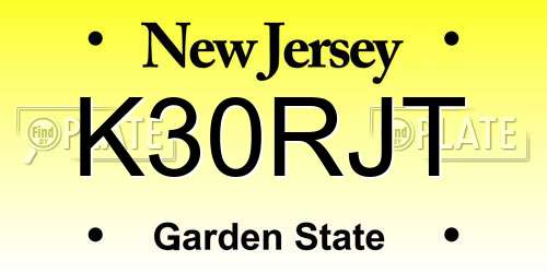 K30RJT New Jersey License Plate