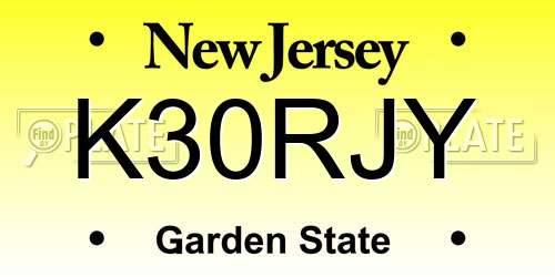 K30RJY New Jersey License Plate