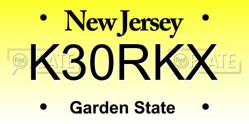 K30RKX New Jersey License Plate