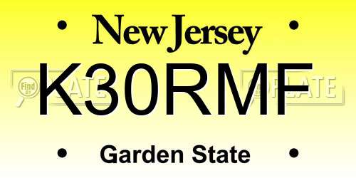 K30RMF New Jersey License Plate