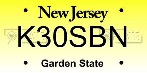 K30SBN New Jersey License Plate