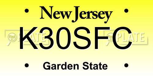 K30SFC New Jersey License Plate